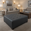 Smooth Matte Finish Deep Charcoal Upholstered Ottoman | Architectural Fabrics