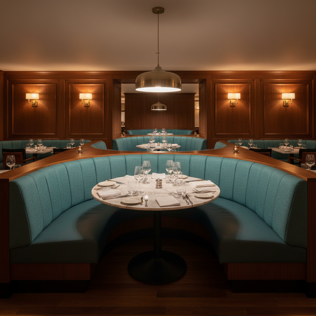 Fine Pebble Grain Aqua Teal Upholstered Banquette | Architectural Fabrics