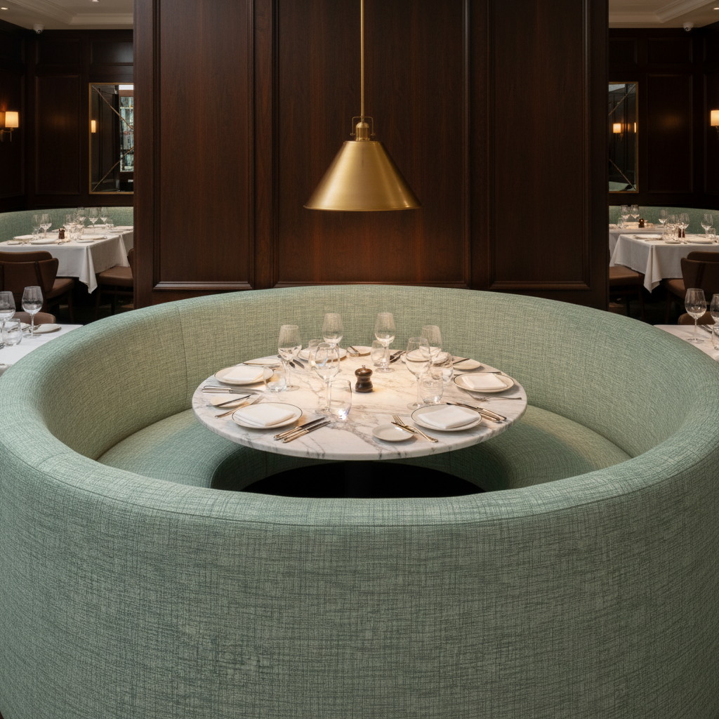 Woven Crosshatch Texture Seafoam Green Upholstered Banquette | Architectural Fabrics