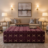 Diamond Velvet Texture Plum Wine Upholstered Ottoman | Architectural Fabrics