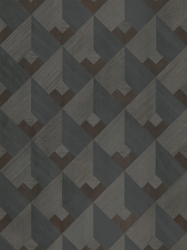 Northport-Charcoal Wood Veneer Wallcovering | Phillipe Romano — WOOD-500630