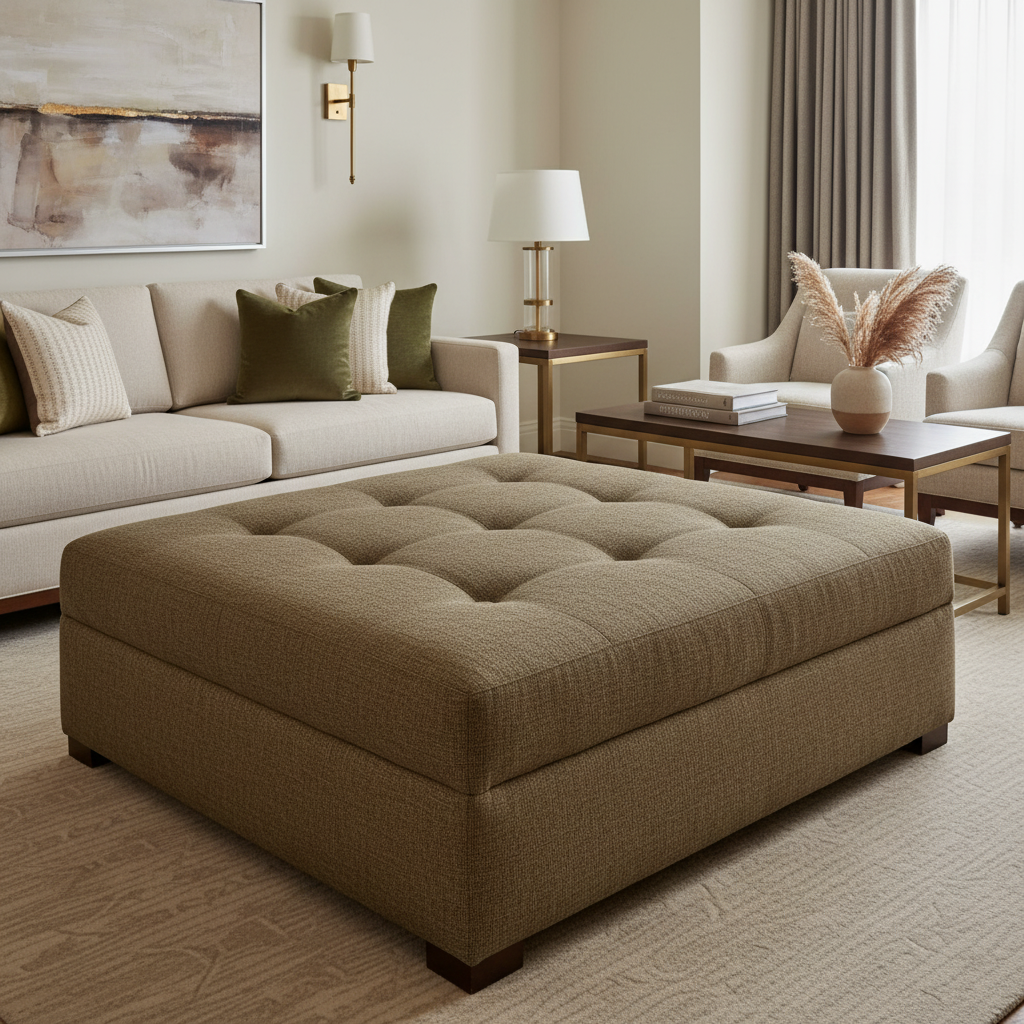 Palm Island - Timber Upholstered Ottoman | Architectural Fabrics