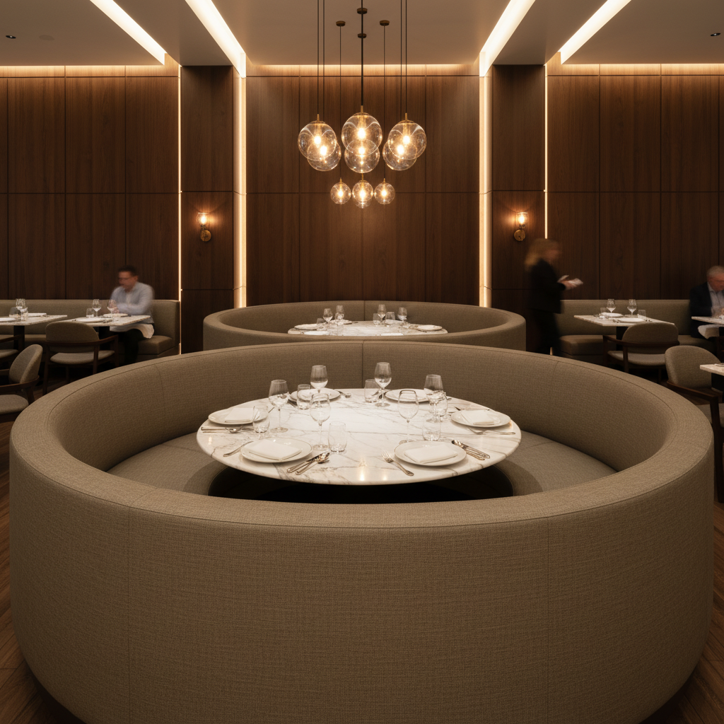 Aarden - Earthen Taupe Silicone Hybrid Upholstered Banquette | Architectural Fabrics