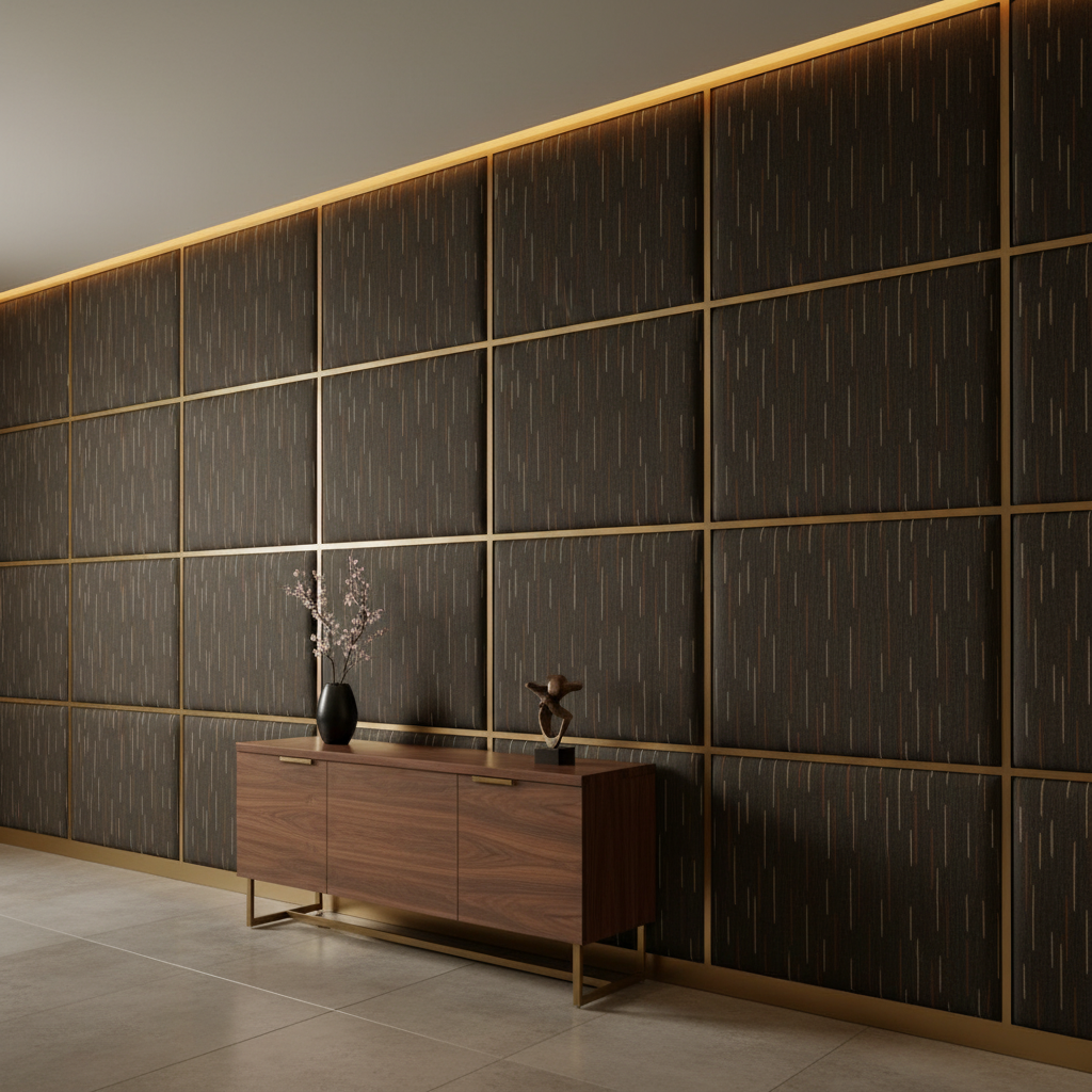 Stitchwork Bay - Chocolate Upholstered Wall Panel | Architectural Fabrics