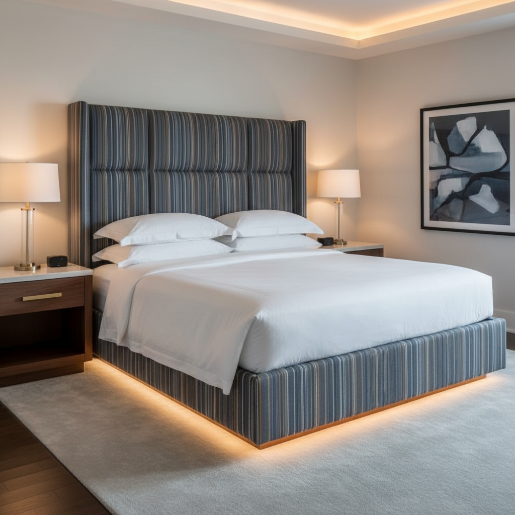 Sandy Point Stripe - Harbor Upholstered Headboard | Architectural Fabrics