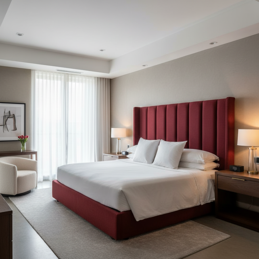 Soper Hole - Red Upholstered Headboard | Architectural Fabrics