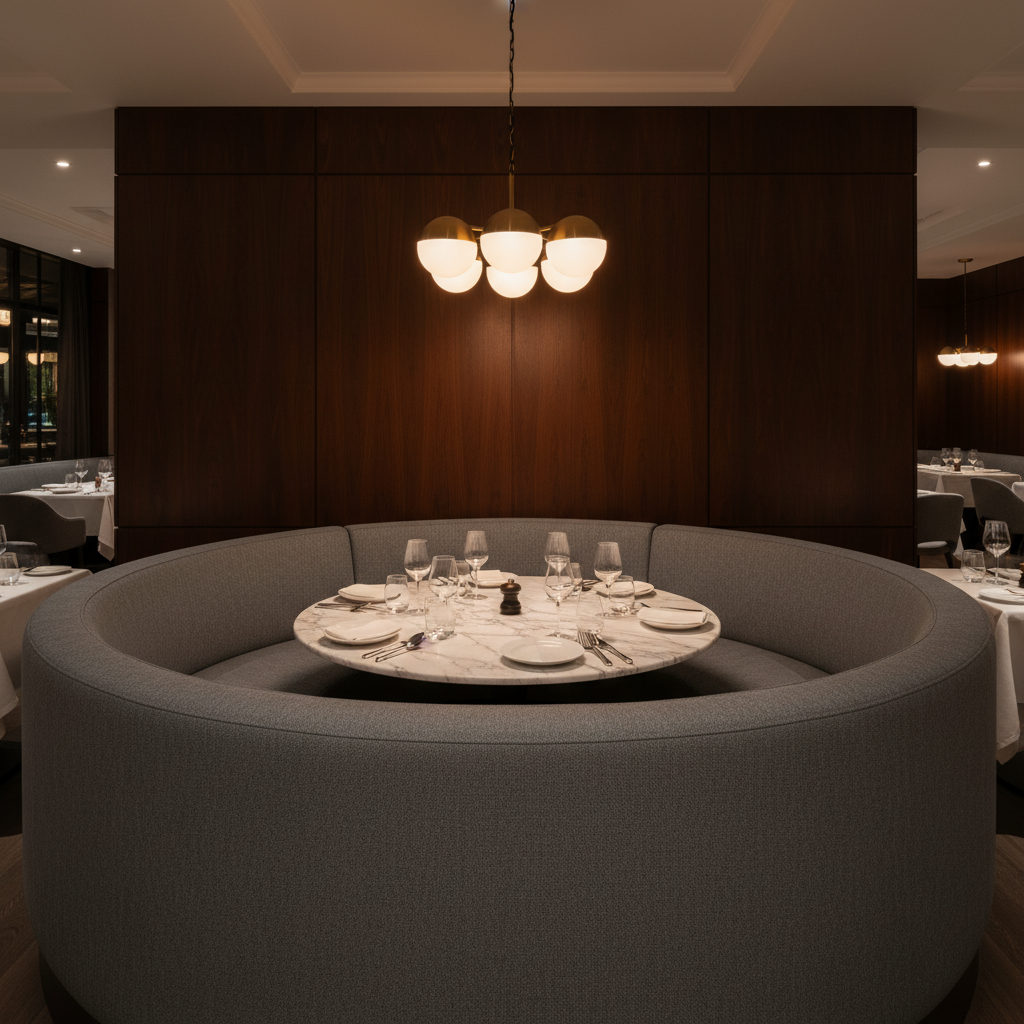 Fine Pebble Grain Charcoal Grey Upholstered Banquette | Architectural Fabrics