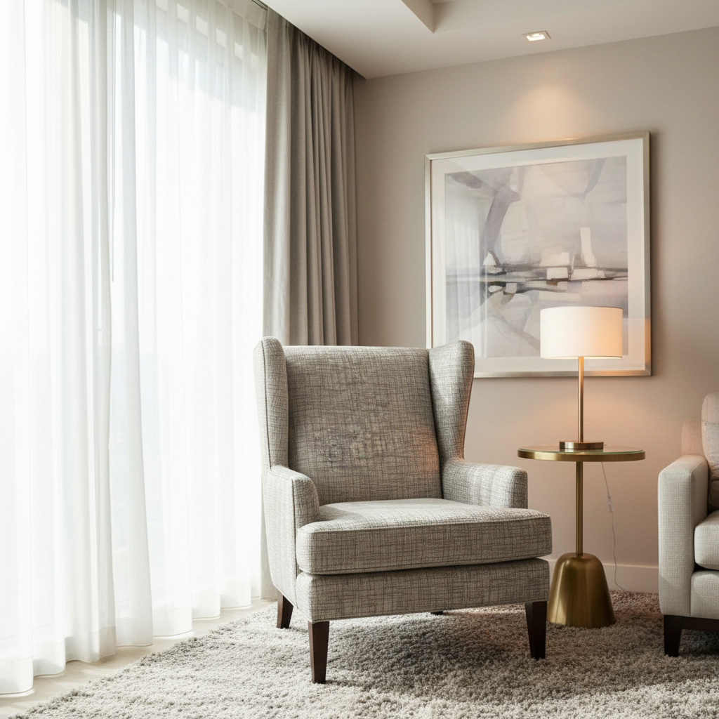 Woven Linear Texture Silver Taupe Upholstered Chair | Architectural Fabrics