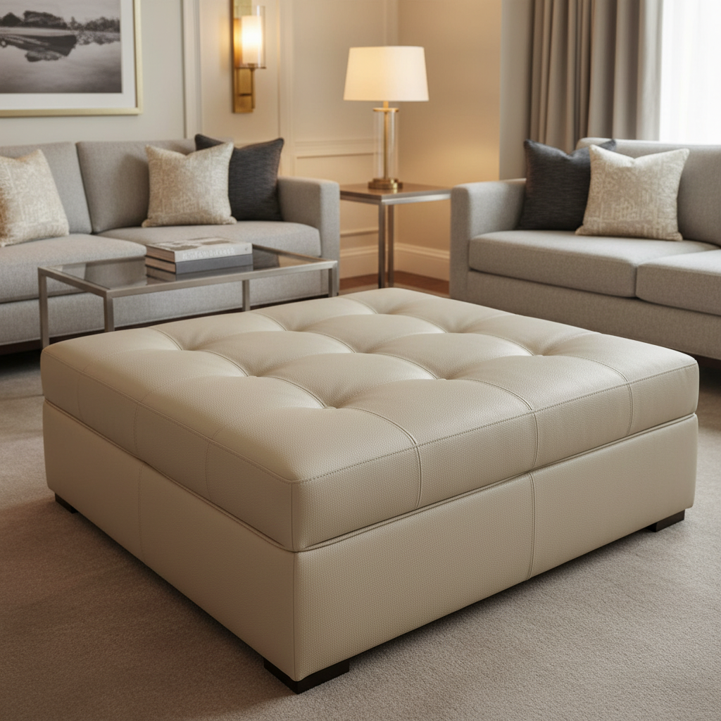 Pinnacle Rock - Muslin Upholstered Ottoman | Architectural Fabrics