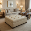 Manchioneel - Oatmeal Upholstered Ottoman | Architectural Fabrics