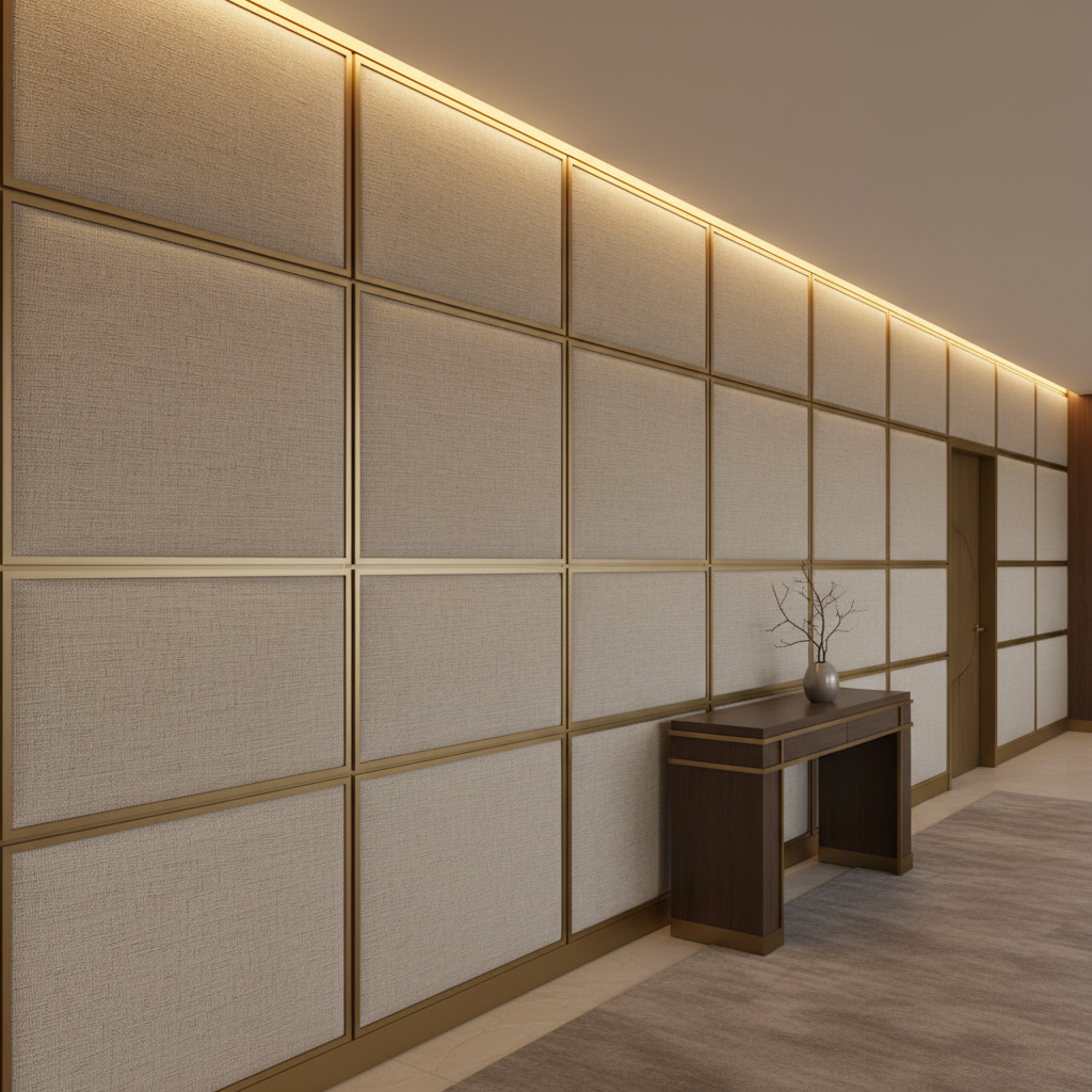Tweed Bay - Almond Upholstered Wall Panel | Architectural Fabrics