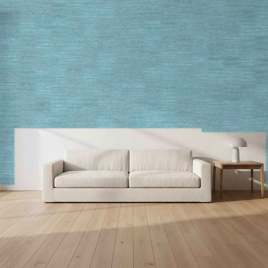 Nantucket Grasscloth Teal Wallcovering | Phillipe Romano room setting