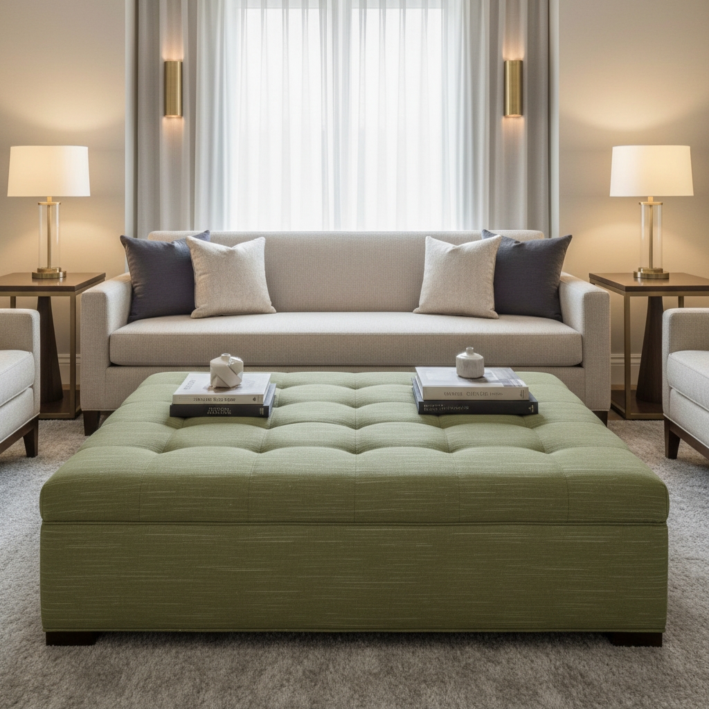 Tradewind Trace - Sprout Upholstered Ottoman | Architectural Fabrics