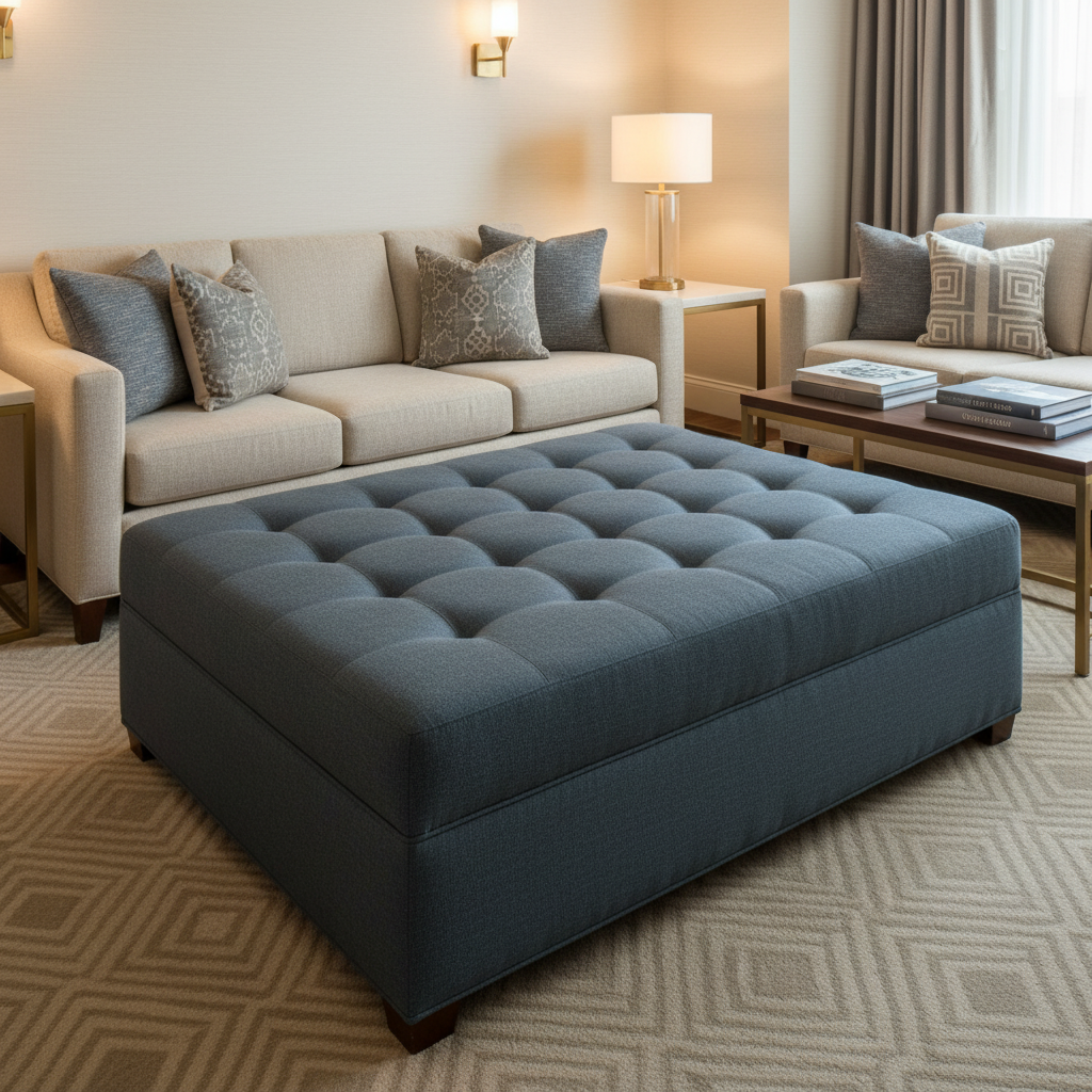Morant - Ink Upholstered Ottoman | Architectural Fabrics