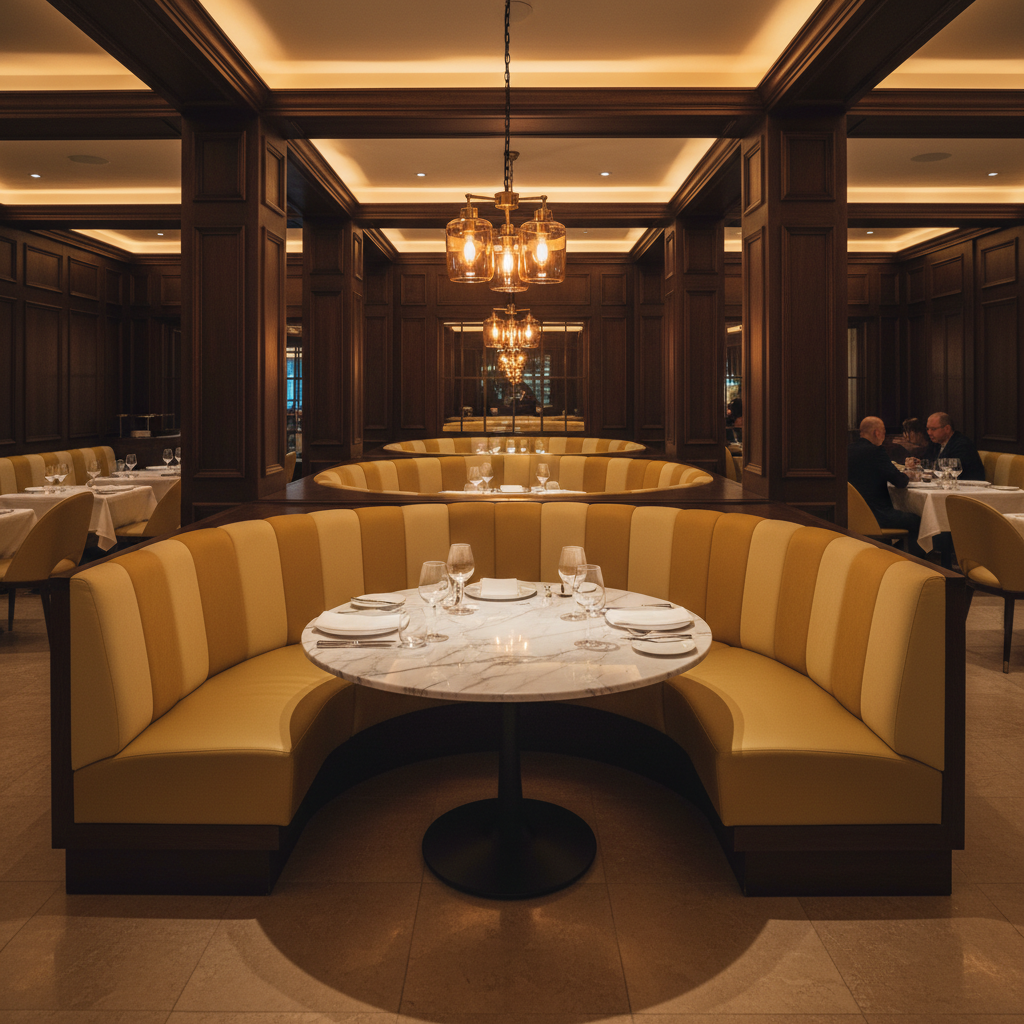 Oilville Yellow Upholstered Banquette | Architectural Fabrics