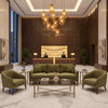 Ultrasuede  Moss  Green, Brown Upholstered Sofa | Ultrasuede Upholstery