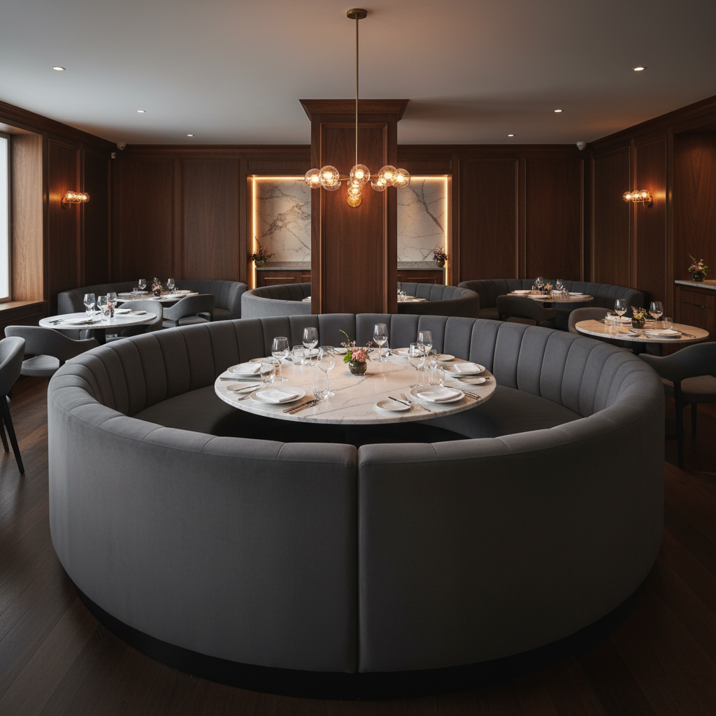 Smooth Solid Texture Deep Graphite Upholstered Banquette | Architectural Fabrics
