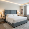 Smooth Pebble Grain Dusty Denim Upholstered Headboard | Architectural Fabrics