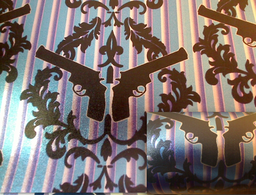 Thug Stripe - Purple and Blue Stripe Silver Shiny Mylar - Patter Contemporary | Architectural Wallcoverings