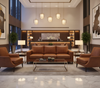 BELLAMY - Russet Faux Leather Upholstered Sofa | Architectural Fabrics