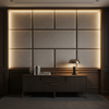 Linen Weave Texture Misty Taupe Upholstered Wall Panel | Architectural Fabrics