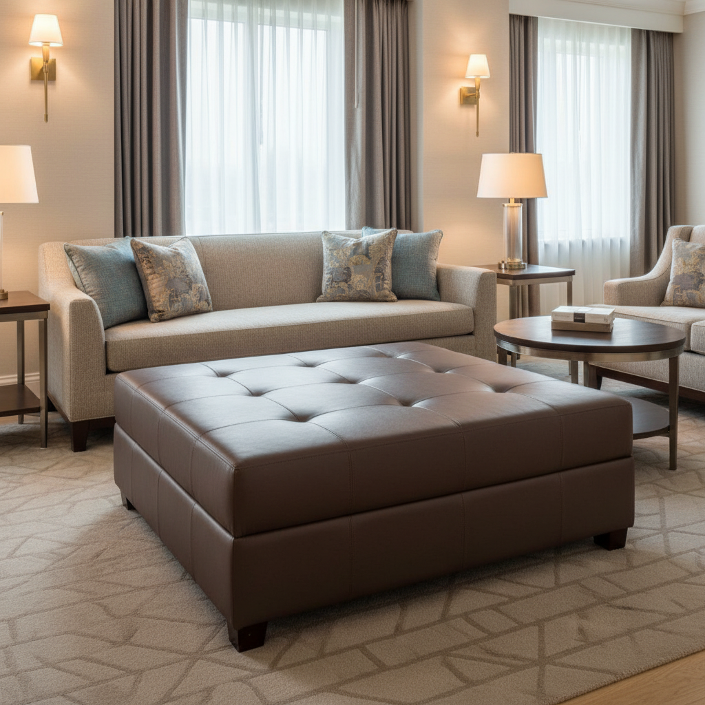 Kralendijk - Bordeaux Upholstered Ottoman | Architectural Fabrics