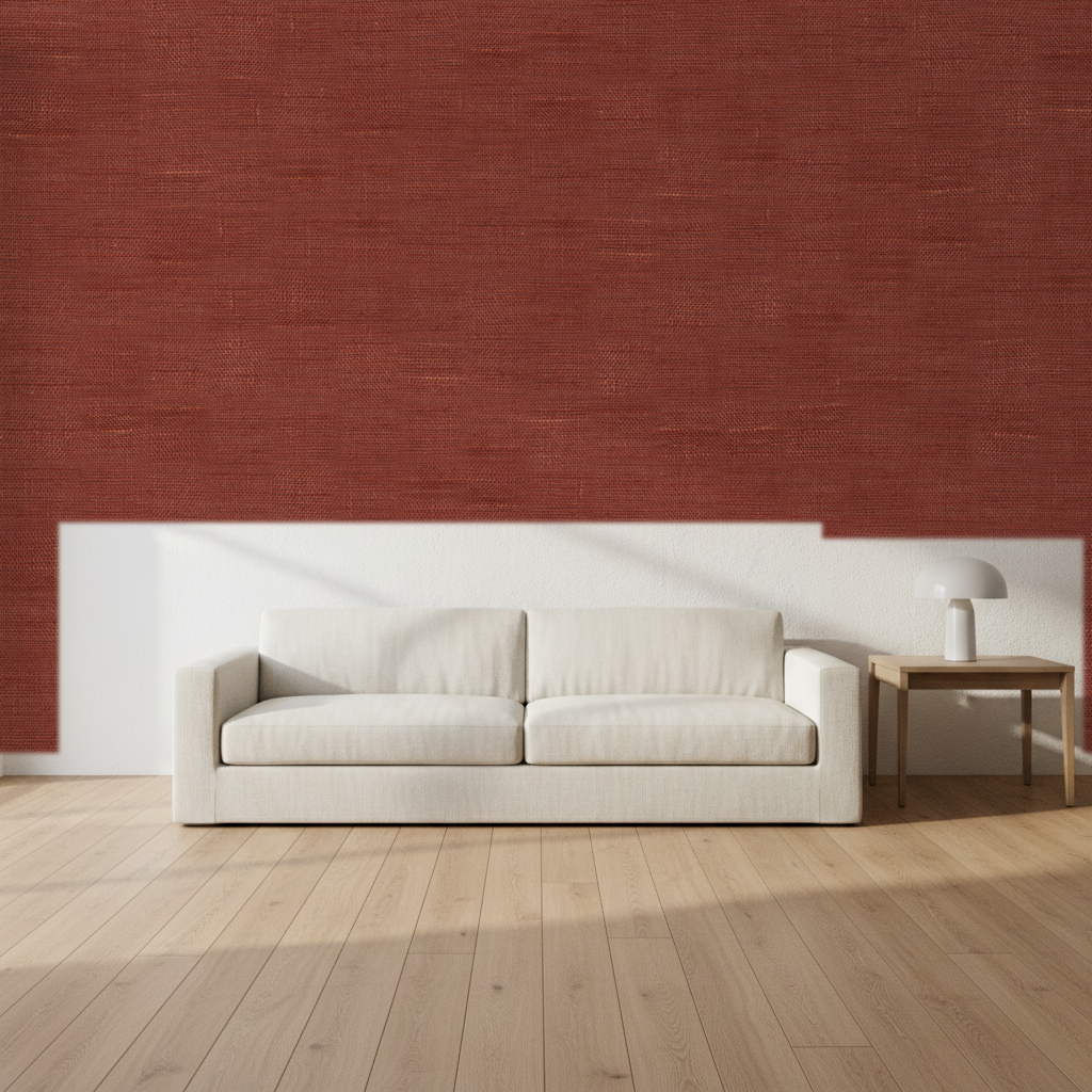 Nantucket Grasscloth Cabernet Wallcovering | Phillipe Romano room setting