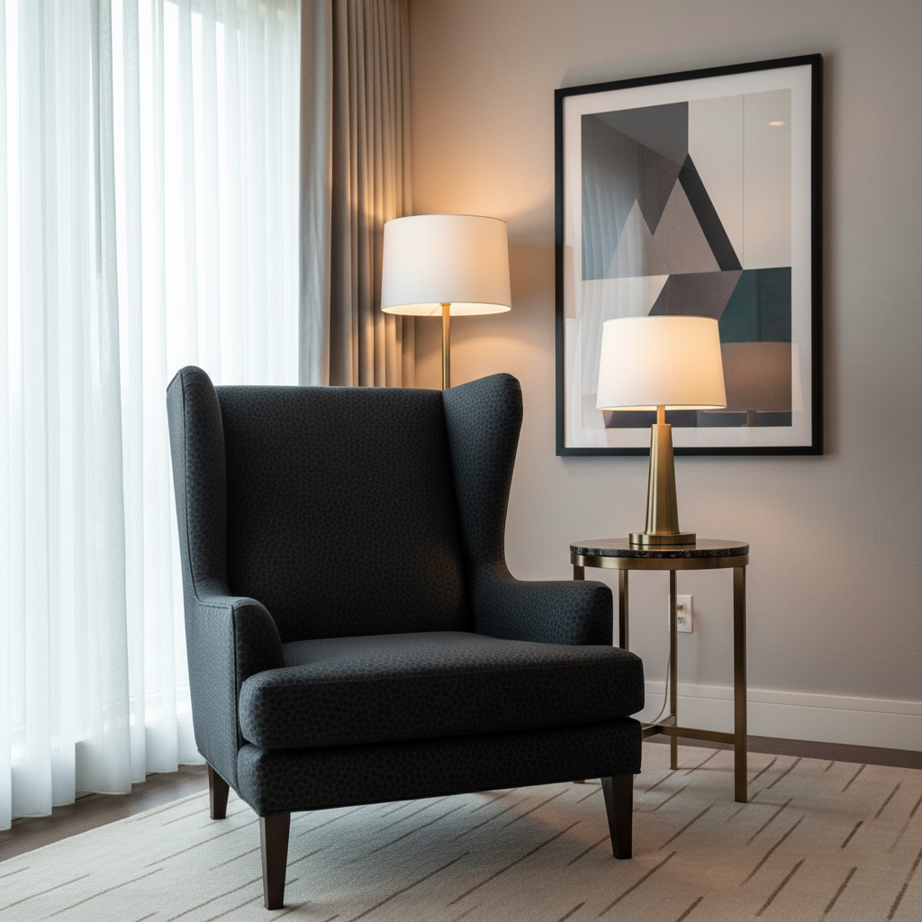 Fine Pebble Grain Deep Onyx Upholstered Chair | Architectural Fabrics