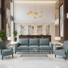 Fine Pebble Grain Dusty Teal Upholstered Sofa | Architectural Fabrics