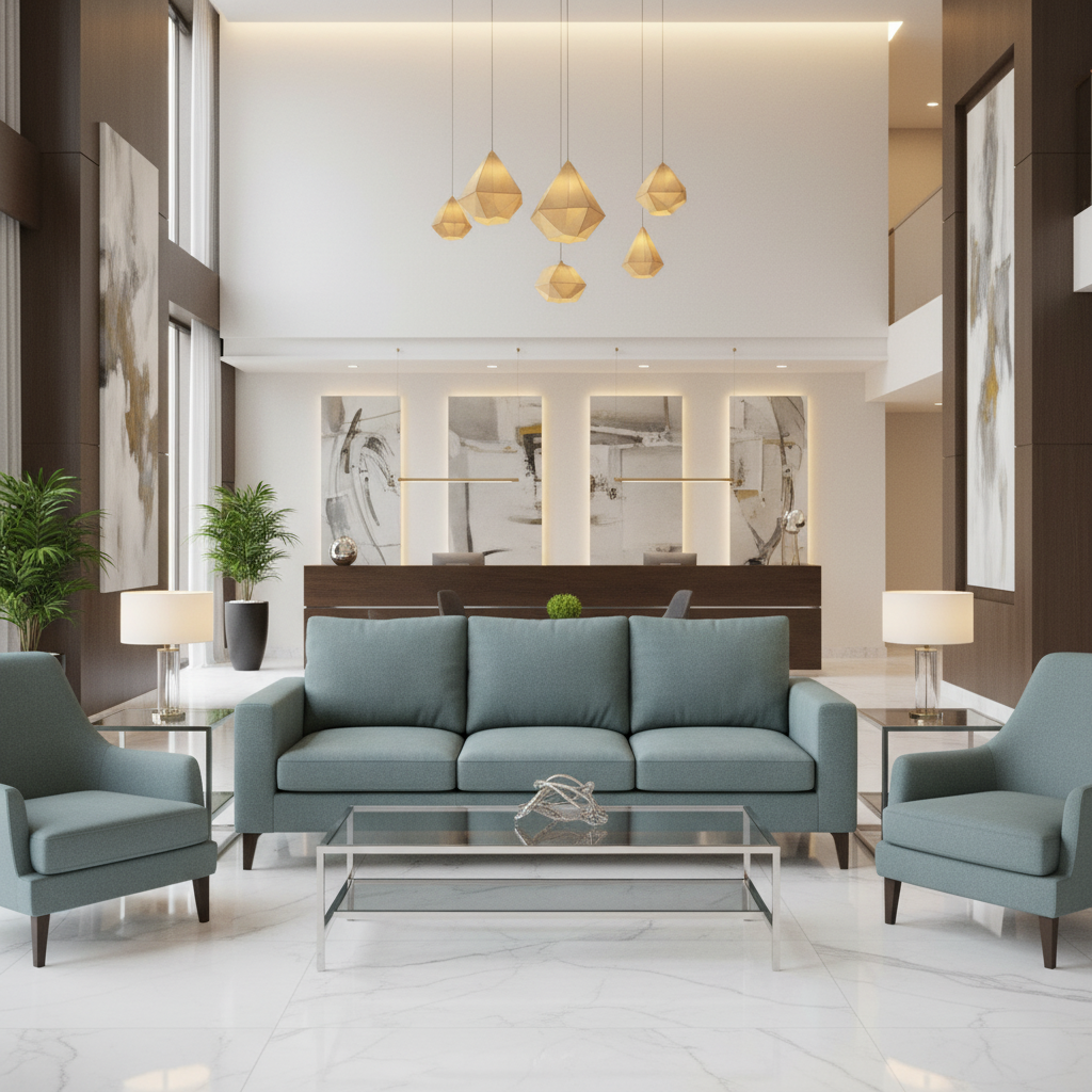 Fine Pebble Grain Dusty Teal Upholstered Sofa | Architectural Fabrics