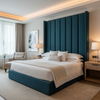 Subtle Velvet Texture Deep Teal Upholstered Headboard | Architectural Fabrics