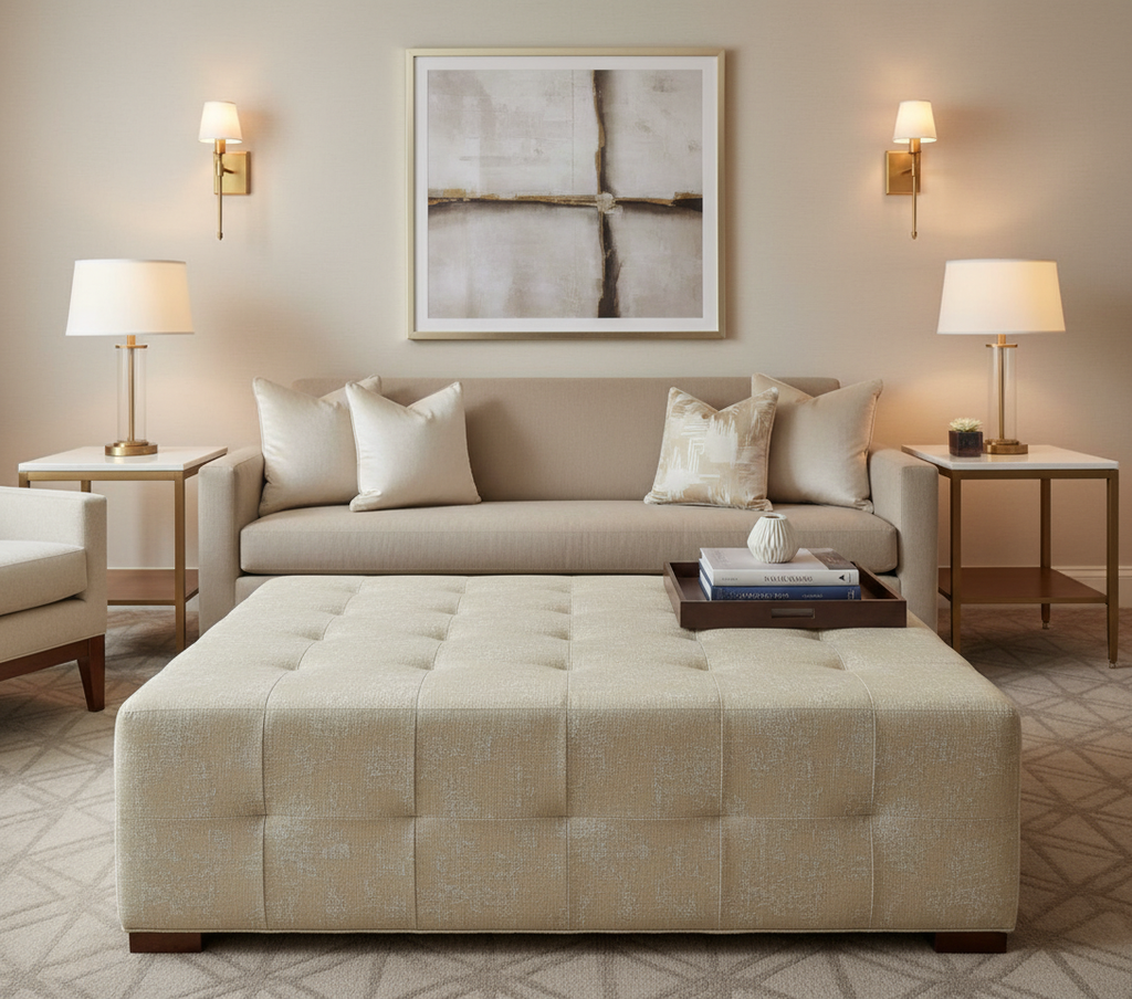 ANITA OLYMPIC Upholstered Ottoman | Architectural Fabrics