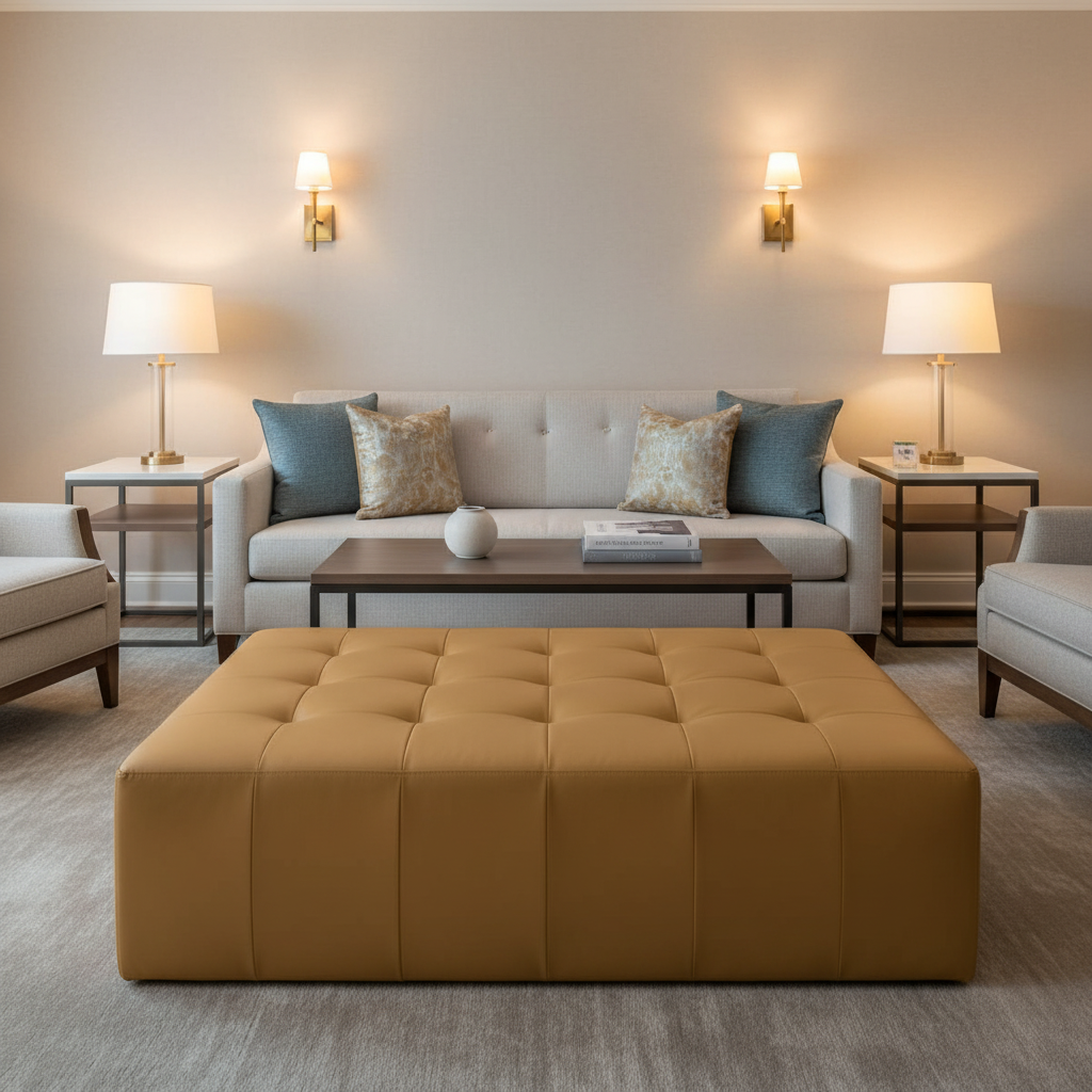 Maho Bay - Squash Upholstered Ottoman | Architectural Fabrics