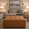 Woven Linen Weave Burnt Sienna Upholstered Ottoman | Architectural Fabrics