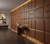 BELLAMY - Russet Faux Leather Upholstered Wall Panel | Architectural Fabrics