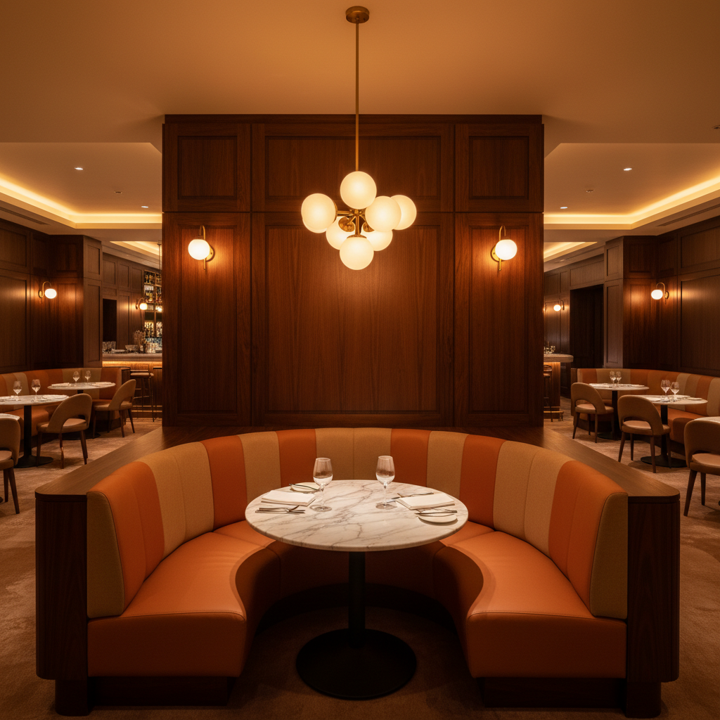 Pearisburg Melon Upholstered Banquette | Architectural Fabrics