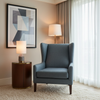 Woven Linen Texture Slate Blue Upholstered Chair | Architectural Fabrics