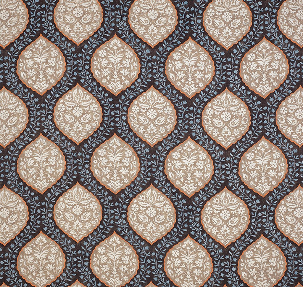 DWCY-900177 Nina Campbell Fabric Espresso Brown designer-wallcoverings-los-angeles