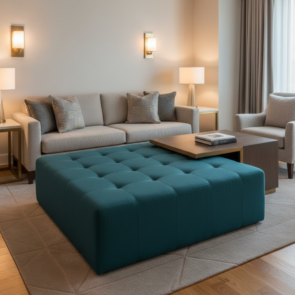 Linen Island - Resort Upholstered Ottoman | Architectural Fabrics