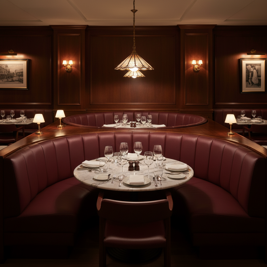 Fine Pebble Grain Deep Wine Upholstered Banquette | Architectural Fabrics