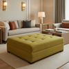 Fine Horizontal Ribs Golden Olive Upholstered Ottoman | Architectural Fabrics