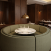 Linen Weave Texture Olive Drab Upholstered Banquette | Architectural Fabrics