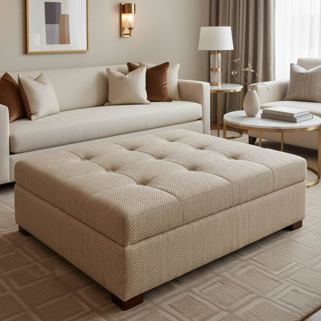 Rainbow Reef - Flannel Upholstered Ottoman | Architectural Fabrics