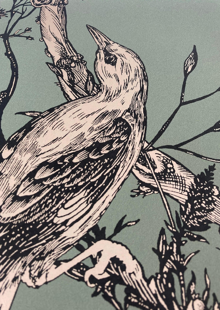 Golden Oriole Superwide Wallcovering Grey Sage
