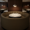Brushed Linen Weave Bronze Patina Upholstered Banquette | Architectural Fabrics