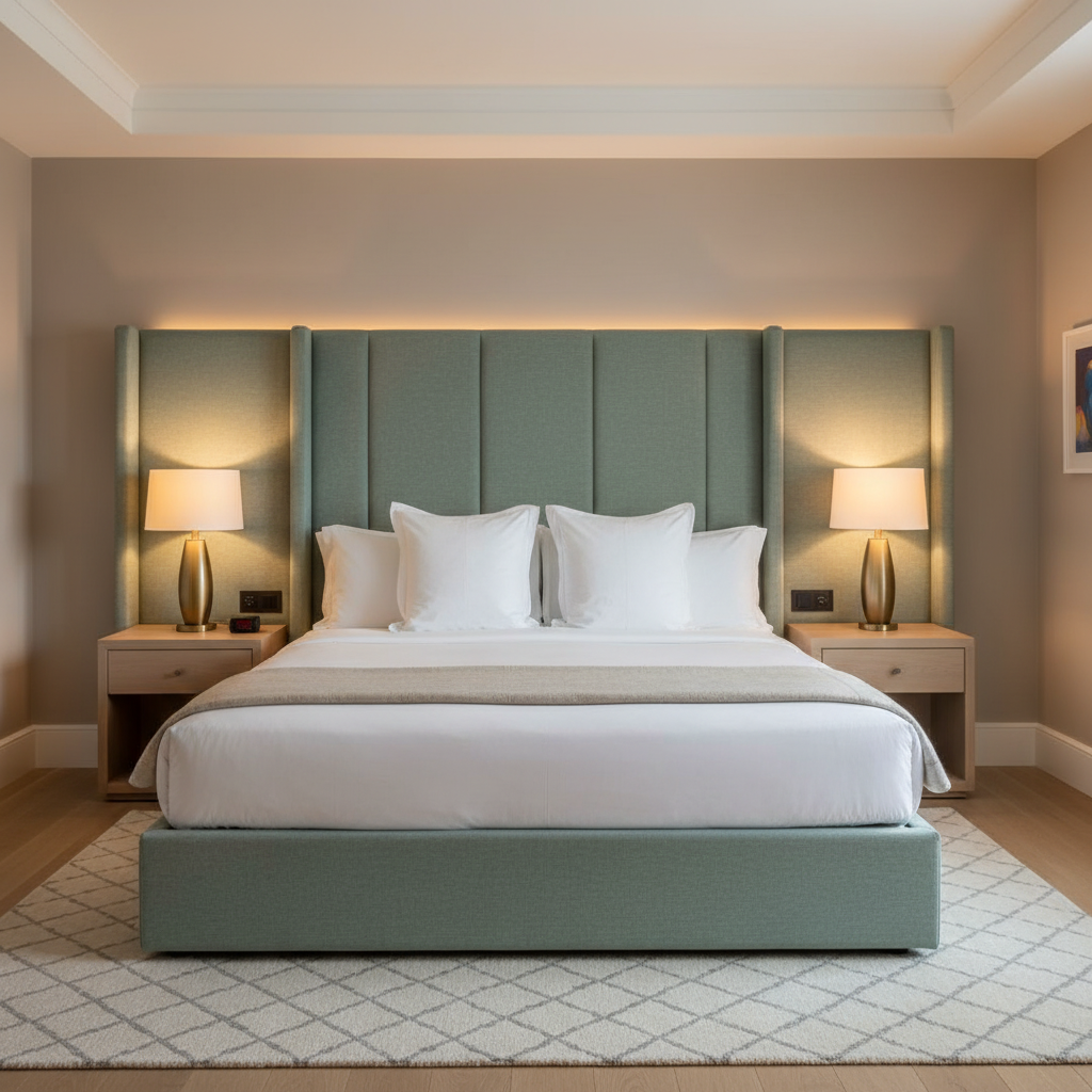 Woven Basketweave Texture Seafoam Mist Upholstered Headboard | Architectural Fabrics