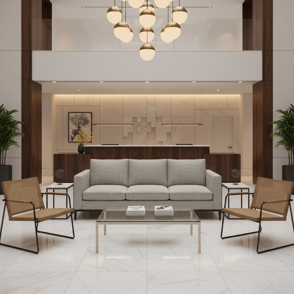 Rattan Bay - Metal Upholstered Sofa | Architectural Fabrics