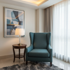Fine Pebble Grain Deep Teal Upholstered Chair | Architectural Fabrics