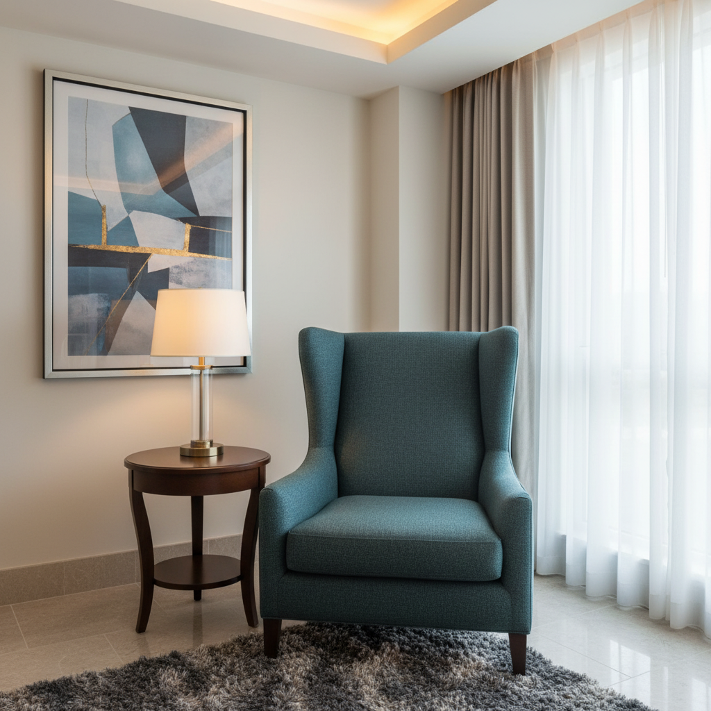 Fine Pebble Grain Deep Teal Upholstered Chair | Architectural Fabrics