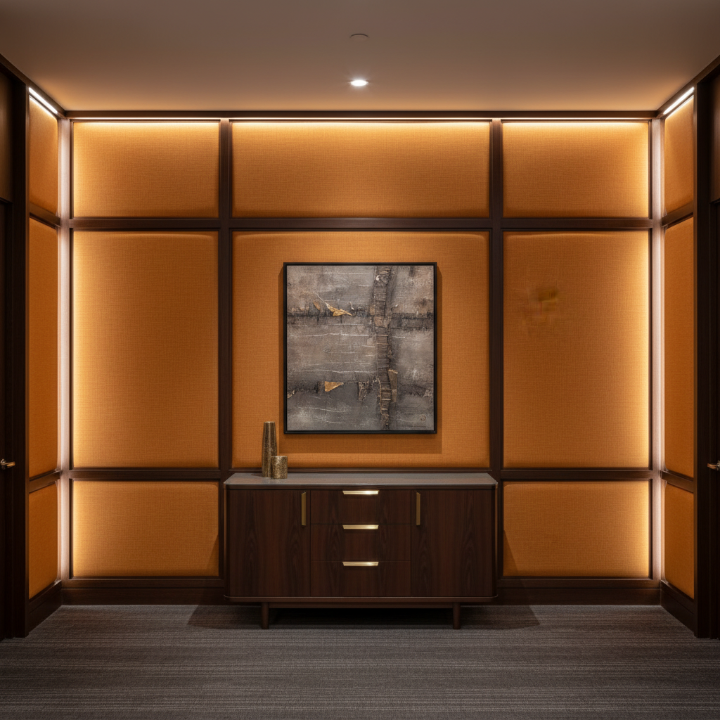 Triangle Reef - Saffron Upholstered Wall Panel | Architectural Fabrics
